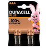 Duracell Plus 100% Extra Life AAA / MN2400 / LR03 Alkaline Batterij (4 stuks)