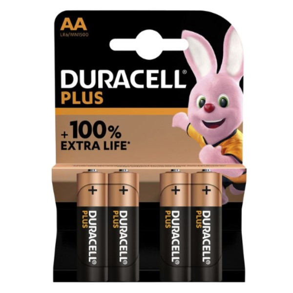 Duracell Plus 100% Extra Life AA / MN1500 / LR06 Alkaline Batterij (4 stuks)  204502 - 
