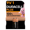 Duracell Plus 100% Life 9V / 6LR61 / E-Block Alkaline Batterij (1 stuk)