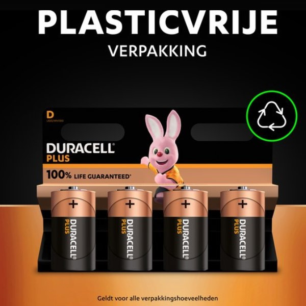Duracell Plus 100% Life D / MN1300 / LR20 Alkaline Batterij (2 stuks) 204506 - 4