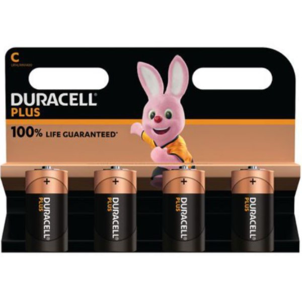 Duracell Plus 100% Life LR14 / C Alkaline Batterij (4 stuks)  ADU00227 - 1