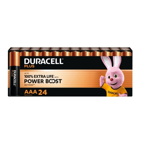 Duracell Plus Power Boost 100% Extra Life AAA / MN2400 / LR03 Alkaline Batterij (24 stuks) ADU00424 - 1