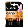 Duracell Plus Power Boost 100% Extra Life AAA / MN2400 / LR03 Alkaline Batterij (4 stuks)