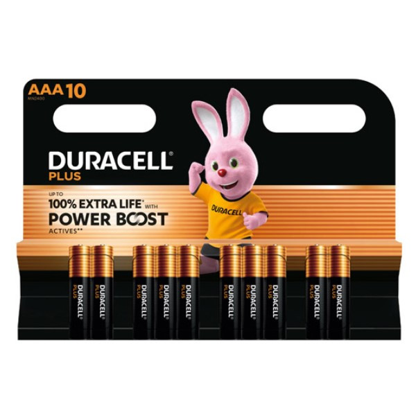 Duracell Plus Power Boost 150% Extra Life AAA / MN2400 / LR03 Alkaline Batterij (10 stuks) ADU00403 - 1