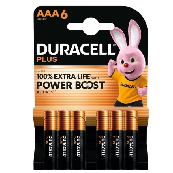 Duracell Plus Power Boost 150% Extra Life AAA / MN2400 / LR03 Alkaline Batterij (6 stuks) ADU00401 - 1