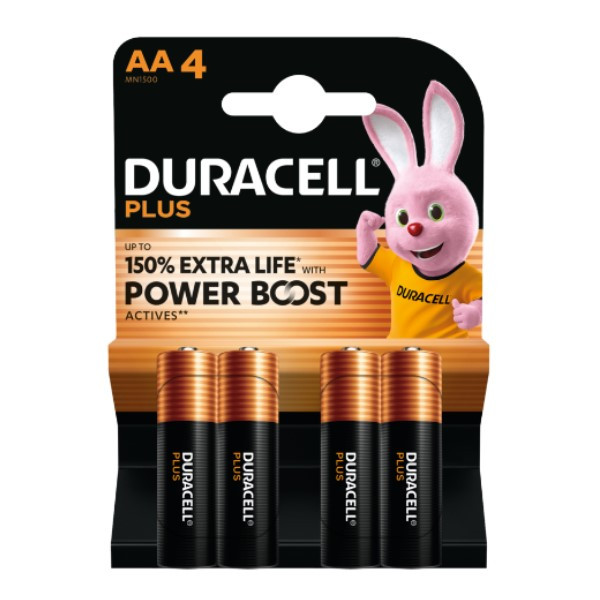 Duracell Plus Power Boost 150% Extra Life AA / MN1500 / LR06 Alkaline Batterij (4 stuks)  ADU00394 - 1