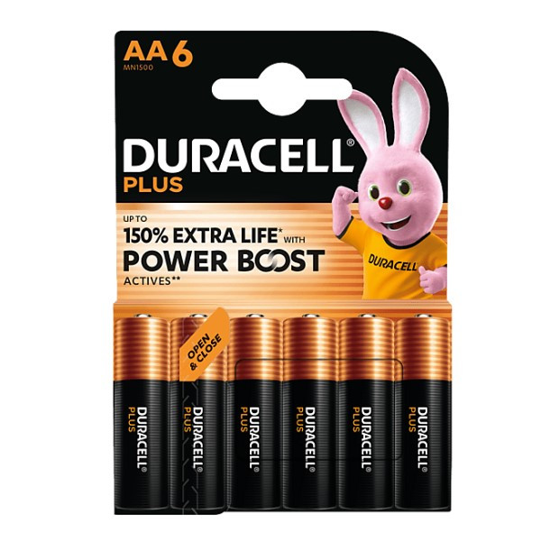 Duracell Plus Power Boost 150% Extra Life AA / MN1500 / LR06 Alkaline Batterij (6 stuks)  ADU00395 - 1
