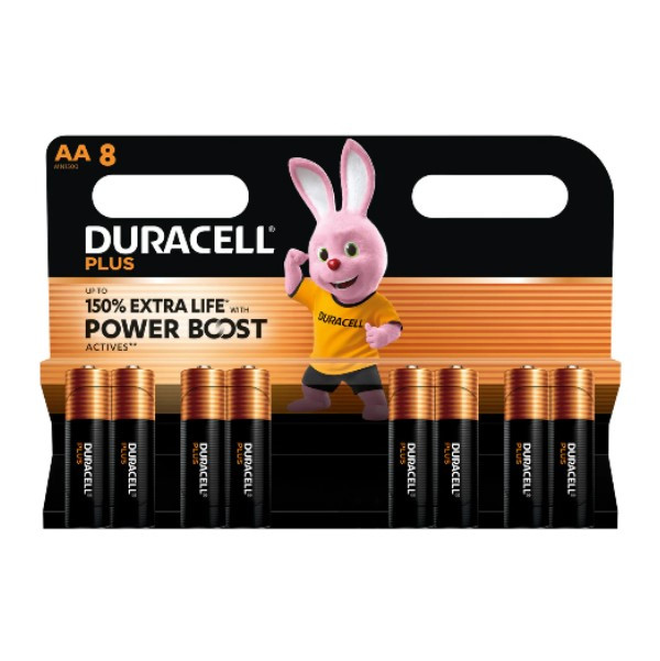 Duracell Plus Power Boost 150% Extra Life AA / MN1500 / LR06 Alkaline Batterij (8 stuks)  ADU00396 - 1