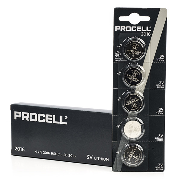 Duracell Procell CR2016 Lithium knoopcel batterij (5 stuks)  ADU00220 - 1