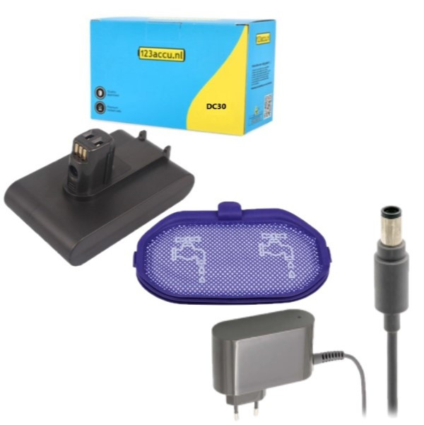 Dyson DC30 / 967863-04 accu + HEPA filter + lader (14.8 V, 1.5 Ah, 123accu huismerk) ADY00008 - 1