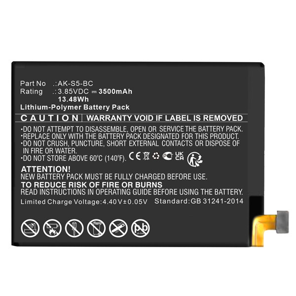 Emporia AK-S5(V2) /  AK-S5-BC accu (3,85 V, Li-pl, 3500mAh, 123accu huismerk)  AEM00092 - 1
