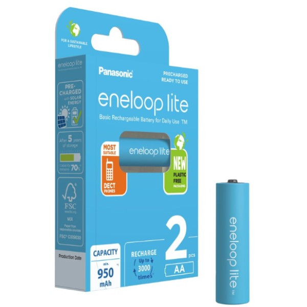 Eneloop Panasonic Eneloop Lite Oplaadbare AA / HR06 Ni-Mh Batterijen (2 stuks, 950 mAh)  AEN00019 - 1