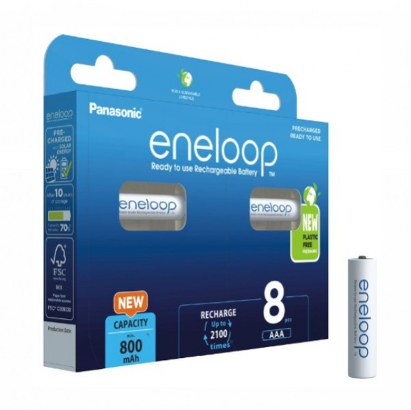 Eneloop Panasonic Eneloop Oplaadbare AAA / HR03 Ni-Mh Batterijen (8 stuks, 800 mAh)  AEN00032 - 1