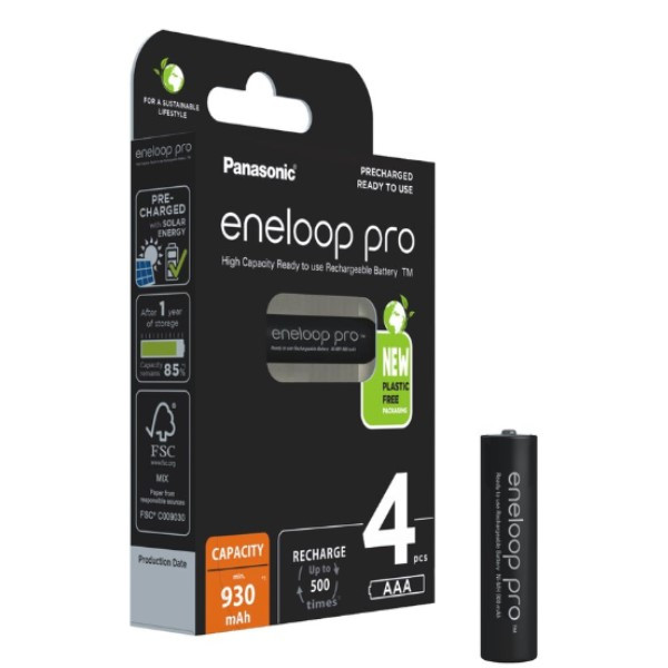 Eneloop Panasonic Eneloop Pro Oplaadbare AAA / HR03 Ni-Mh Batterijen (4 stuks, 930 mAh)  AEN00022 - 1
