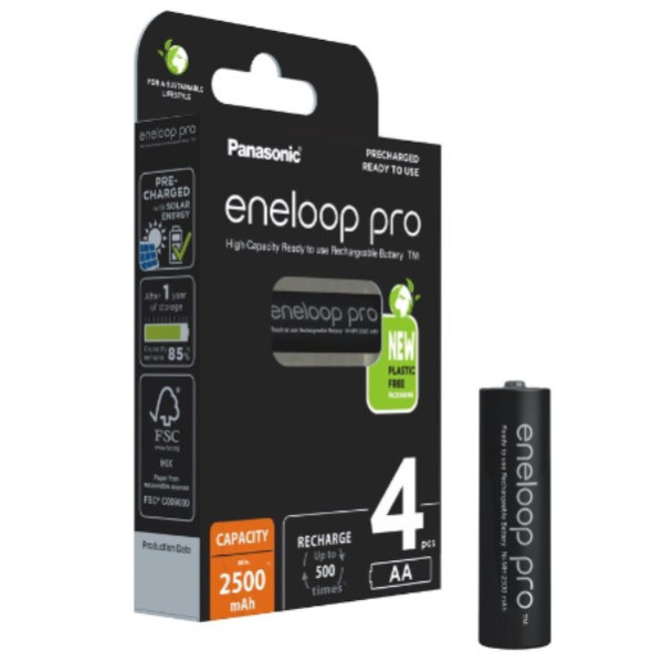 Eneloop Panasonic Eneloop Pro Oplaadbare AA / HR06 Ni-Mh Batterijen (4 stuks, 2500 mAh)  AEN00003 - 1