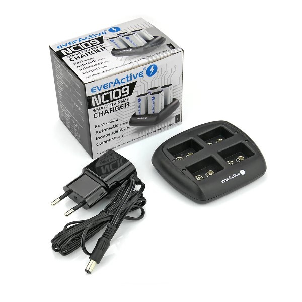EverActive NC-109 4-slots batterijlader voor 9V / 6HR61 batterijen  AEV00071 - 2