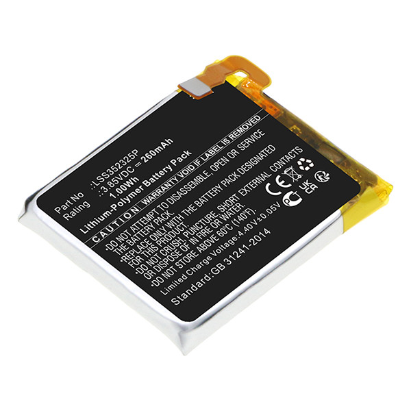 Fitbit SP332427SF accu (3.8 V, 260 mAh, 123accu huismerk) AFI00071 Fitbit SP332427SF accu (3.8 V, 260 mAh, 123accu huismerk) AFI00071 - 1