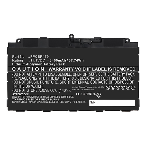 Fujitsu CP785375-XX / FPCBP479 accu (11.1 V, 3400 mAh, 123accu huismerk) AFU00362 - 1