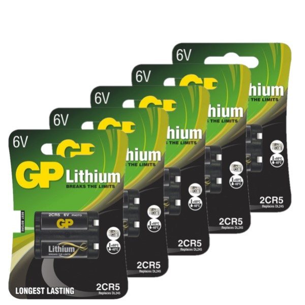 GP 2CR5 / DL245 Lithium batterij (5 stuks, 6V, 1400 mAh) AGP00227 - 1