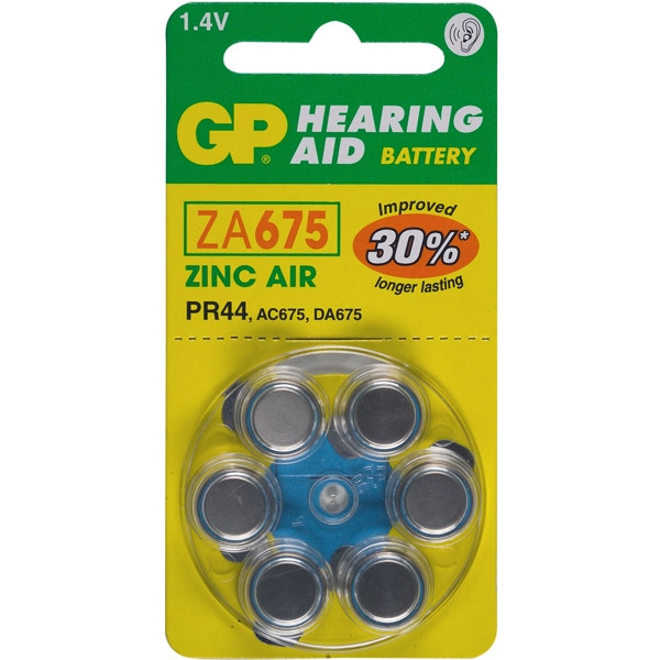 GP 675 / PR44 / Blauw gehoorapparaat batterij 6 stuks  215132 - 1