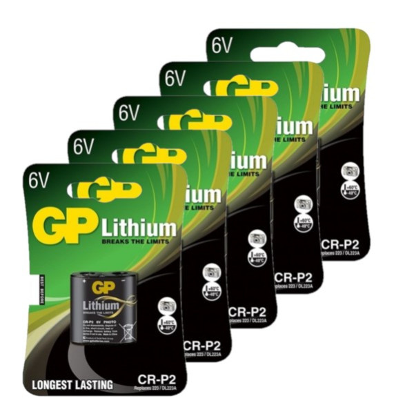 GP CR-P2 Lithium batterij (5 stuks, 6V, 1400 mAh) AGP00226 - 1