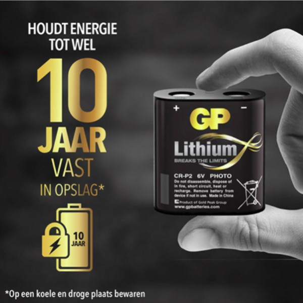 GP CR-P2 Lithium batterij (5 stuks, 6V, 1400 mAh) AGP00226 - 2