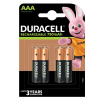 Duracell Oplaadbare AAA / HR03 Ni-Mh Batterijen (4 stuks, 750 mAh)
