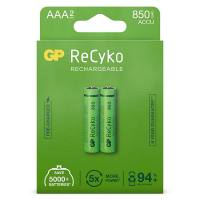 GP ReCyko Oplaadbare AAA / HR03 Ni-Mh Batterijen (2 stuks, 850 mAh)  AGP00119