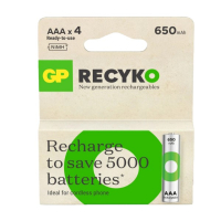 GP ReCyko Oplaadbare AAA / HR03 Ni-Mh Batterijen (4 stuks, 650 mAh)  AGP00124