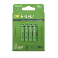 GP ReCyko Oplaadbare AAA / HR03 Ni-Mh Batterijen (4 stuks, 650 mAh)  AGP00124