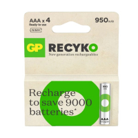 GP ReCyko Oplaadbare AAA / HR03 Ni-Mh Batterijen (4 stuks, 950 mAh)  AGP00115