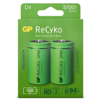 GP ReCyko Oplaadbare D / HR20 Ni-Mh Batterijen (2 stuks, 5700 mAh)  215058