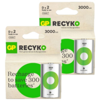 GP ReCyko Oplaadbare D / HR20 Ni-Mh Batterijen (4 stuks, 3000 mAh)  AGP00136