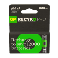 GP ReCyko Pro Oplaadbare AAA / HR03 Ni-Mh Batterijen (4 stuks, 800 mAh)  AGP00110