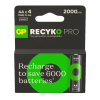 GP ReCyko Pro Oplaadbare AA / HR06 Ni-Mh Batterijen (4 stuks, 2000 mAh)