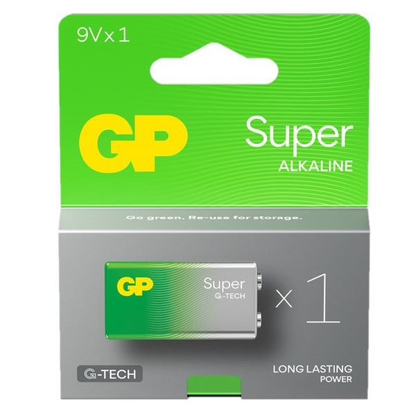 GP Super G-Tech 9V / 6LR61 / E-Block Alkaline Batterij 1 stuk  AGP00351 - 1