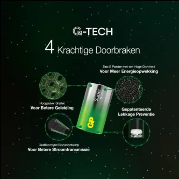 GP Super G-Tech LR14 / C Alkaline Batterij 4 stuks  AGP00323 - 3