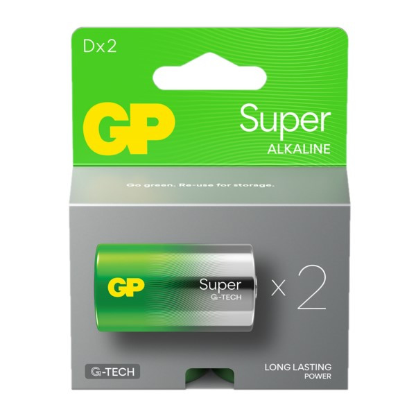 GP Super G-Tech LR20 / D Alkaline Batterij 2 stuks  AGP00337 - 1