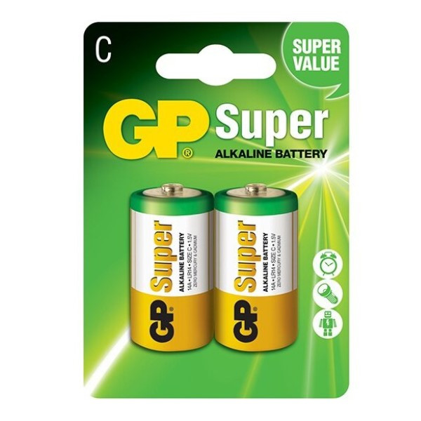 GP Super LR14 / C Alkaline Batterij 2 stuks  AGP00246 - 
