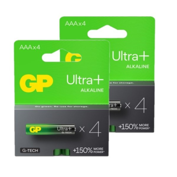GP Ultra+ G-Tech AAA / MN2400 / LR03 Alkaline Batterij 8 stuks  AGP00301 - 1