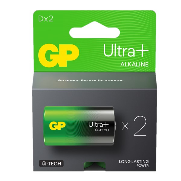 GP Ultra+ G-Tech LR20 / D Alkaline Batterij 2 stuks  AGP00317 - 1