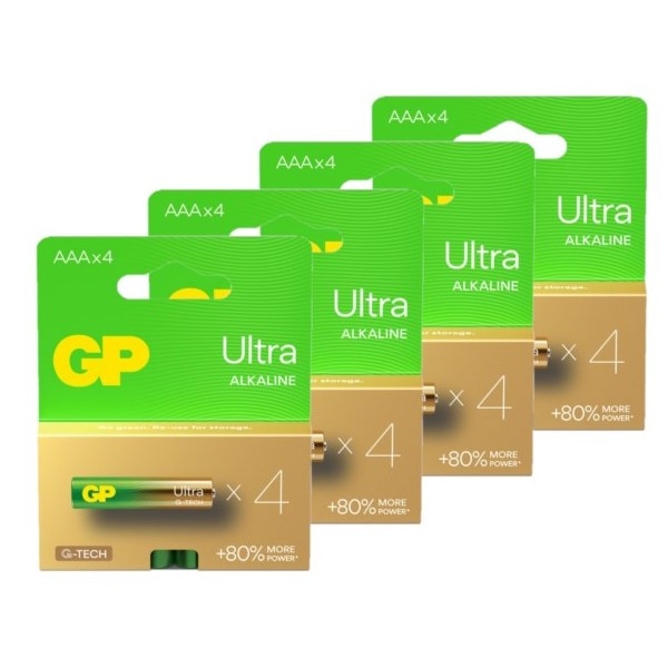 GP Ultra G-Tech AAA / MN2400 / LR03 Alkaline Batterij 16 stuks  AGP00311 - 1
