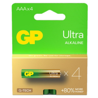 GP Ultra G-Tech AAA / MN2400 / LR03 Alkaline Batterij 4 stuks  AGP00308