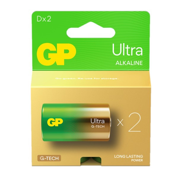 GP Ultra G-Tech LR20 / D Alkaline Batterij 2 stuks  AGP00343 - 1