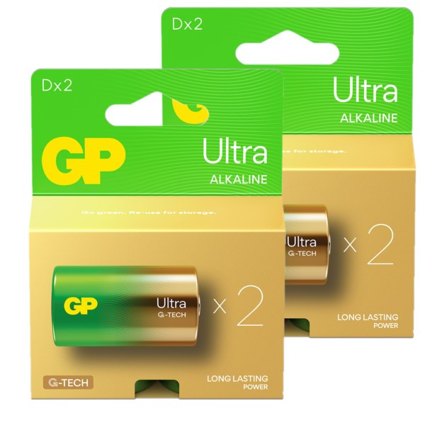 GP Ultra G-Tech LR20 / D Alkaline Batterij 4 stuks  AGP00346 - 1