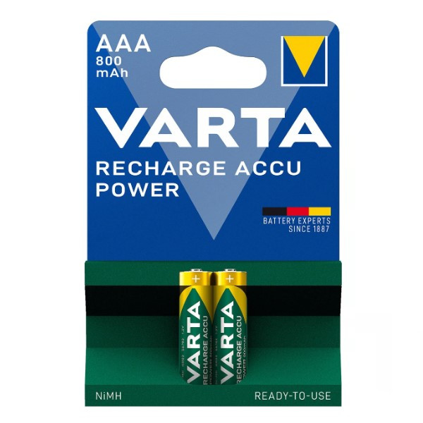 GP Varta Oplaadbare AAA / HR03 Ni-Mh Batterijen (2 stuks, 800 mAh)  AGP00067 - 1