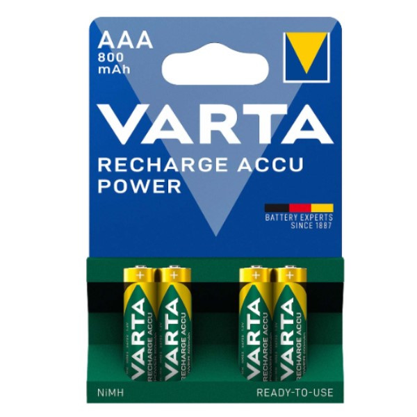GP Varta Oplaadbare AAA / HR03 Ni-Mh Batterijen (4 stuks, 800 mAh)  AGP00076 - 1