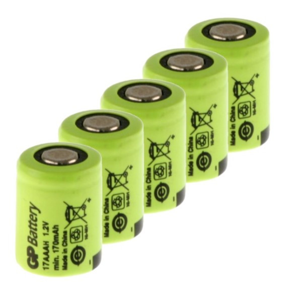 GP oplaadbare 1/3 AAA / 17AAAH batterijen 5 stuks (1.2V, 170 mAh, Ni-Mh) AGP00389 - 1