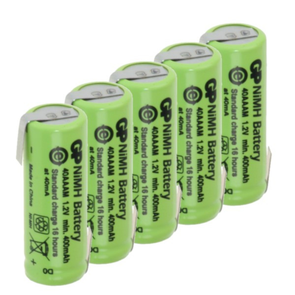 GP oplaadbare 2/3 AAA / 40AAAM batterij 5 stuks met Z-Tag (1.2V, 400 mAh, Ni-Mh) AGP00397 - 1
