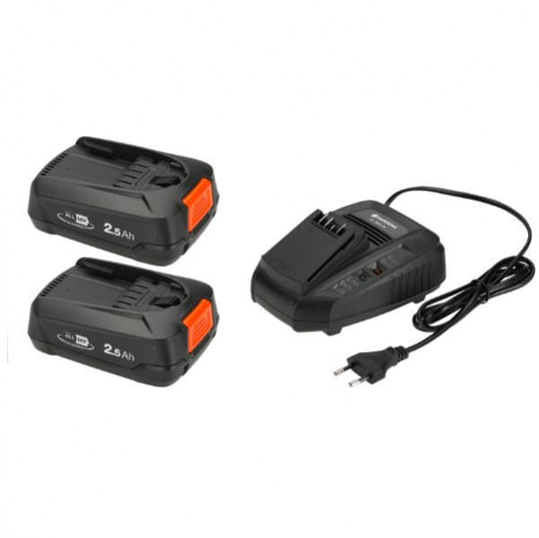 EOL- Gardena ALL18V Startset 2x PBA 18V/45 2.5 Ah en AL1830CV oplader (origineel) AGA00305 - 1